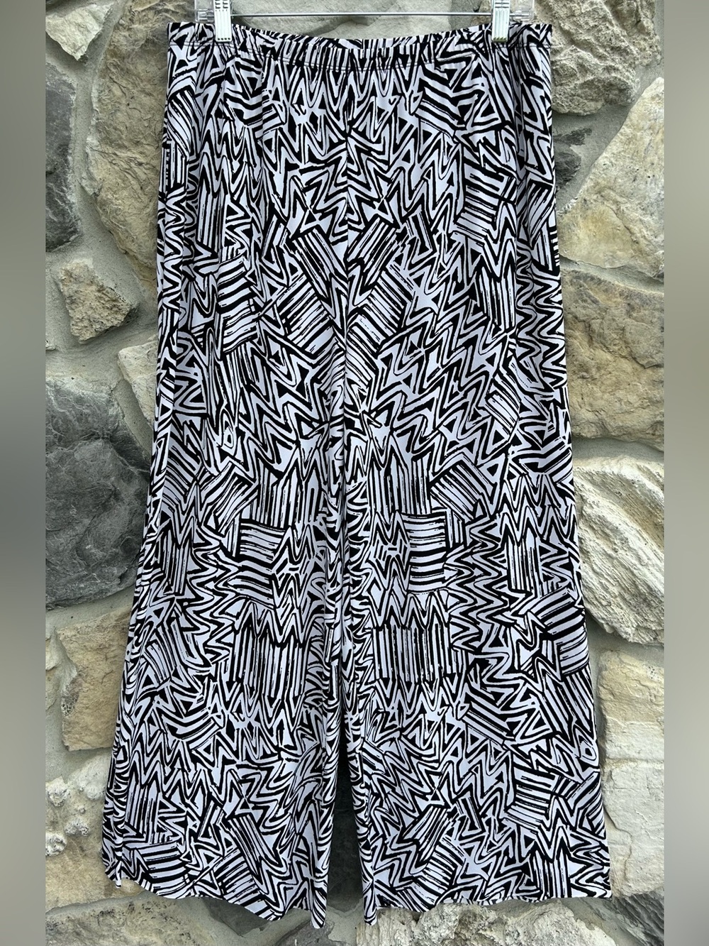 Chico's Easywear Wide Leg Pull On Pants Size 2 (LG) High Rise Casual Artsy Print